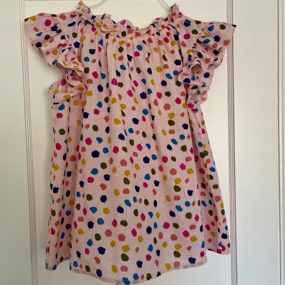 Anthropologie THML Lyla Blouse in Pink Polka Dots | Size XS